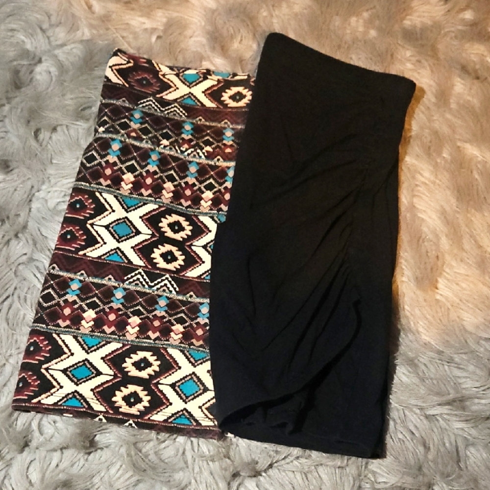 Charlotte Russe Black and Multicolor Mini Skirt Set